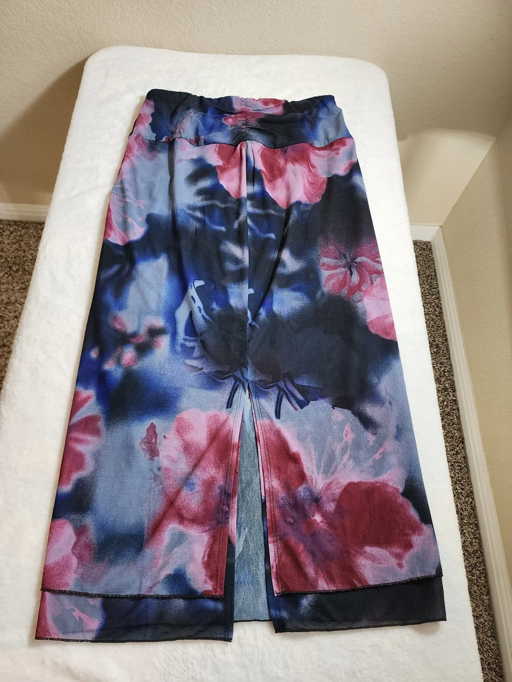 Free People Sunset Mesh Maxi Skirt Night Combo Floral Sheer Overlay Size S